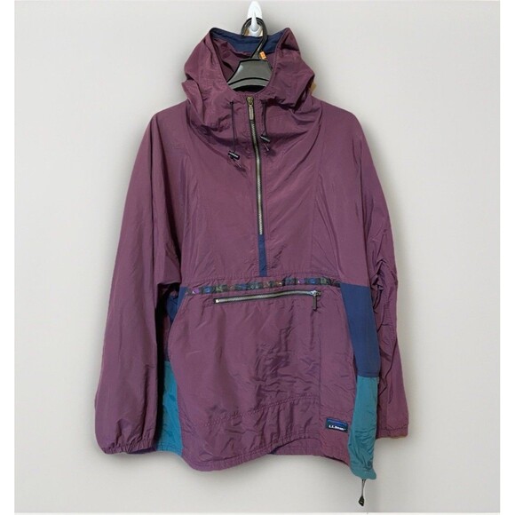 Vtg LL Bean Aztec Anorak Windbreaker Jacket Men’s Sz 2XL / XXL Tall Purple 90's - Picture 1 of 13